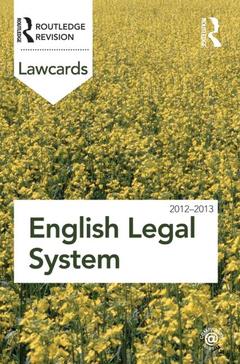 Couverture de l’ouvrage English Legal System Lawcards 2012-2013