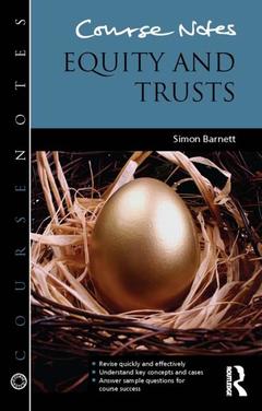 Couverture de l’ouvrage Course Notes: Equity and Trusts
