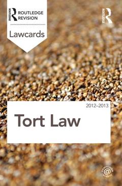 Couverture de l’ouvrage Tort Lawcards 2012-2013
