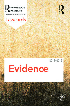 Couverture de l’ouvrage Evidence Lawcards 2012-2013