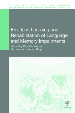 Couverture de l’ouvrage Errorless Learning and Rehabilitation of Language and Memory Impairments