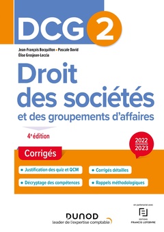 Cover of the book DCG 2 Droit des sociétés et des groupements d'affaires - Corrigés 2022-2023