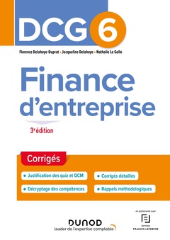 Couverture de l’ouvrage DCG 6 Finance d'entreprise - Corrigés - 3e éd.