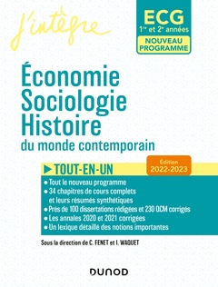 Couverture de l’ouvrage ECG 1 ET ECG 2 - Economie, Sociologie, Histoire du monde contemporain 2022-2023