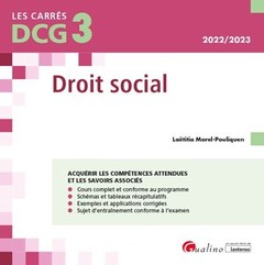 Couverture de l’ouvrage DCG 3 - Droit social