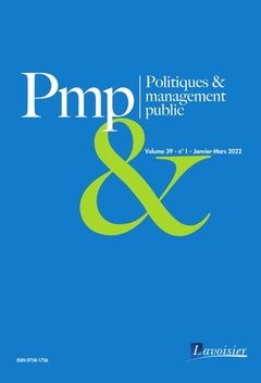 Couverture de l’ouvrage Politiques & management public Volume 39 N° 1 - Janvier-Mars 2022