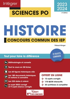 Couverture de l’ouvrage Sciences Po - Histoire - Concours commun des IEP 2023-2024