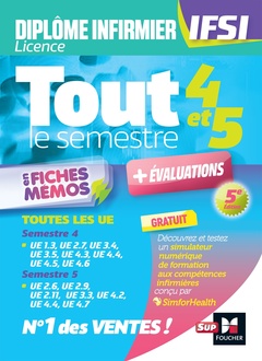 Cover of the book Tout le semestre 4 & 5 en fiches memos - DEI IFSI - 5e édition - Révision et entraînement