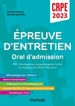 Couverture de l’ouvrage Concours Professeur des écoles - Épreuve d'entretien - Oral d'admission - CRPE 2023