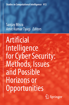 Cover of the book Artificial Intelligence for Cyber Security: Methods, Issues and Possible Horizons or Opportunities