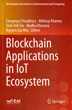 Couverture de l’ouvrage Blockchain Applications in IoT Ecosystem