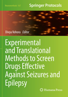 Couverture de l’ouvrage Experimental and Translational Methods to Screen Drugs Effective Against Seizures and Epilepsy