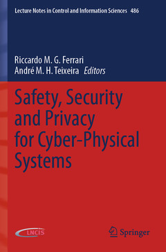 Couverture de l’ouvrage Safety, Security and Privacy for Cyber-Physical Systems