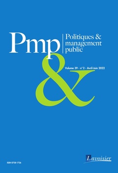 Cover of the book Politiques & management public Volume 39 N° 2 - Avril-Juin 2022