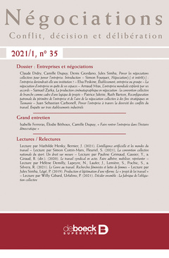 Couverture de l’ouvrage Négociations 2021/1 - 35 - Entreprises et négociations