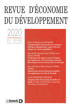 Couverture de l’ouvrage Revue d'économie du développement 2020/4