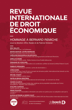 Couverture de l’ouvrage Revue internationale de droit économique 2020/4 - Hommage à Bernard Remiche
