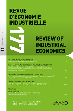 Couverture de l’ouvrage Revue d'économie industrielle 2022/1 - 177 - Varia