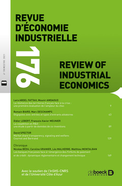 Couverture de l’ouvrage Revue d'économie industrielle 2021/4 - 176 - Varia