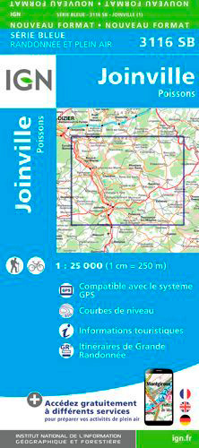 Couverture de l’ouvrage Carte IGN pliée 3116SB Joinville Poissons