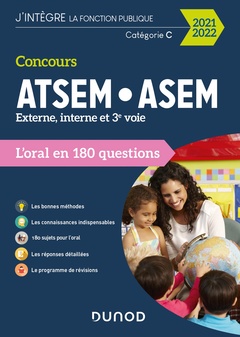 Couverture de l’ouvrage Concours ATSEM/ASEM 2021/2022 - L'oral en 180 questions