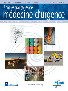 Couverture de l’ouvrage Annales françaises de médecine d'urgence Vol. 12 n° 5 - Septembre 2022
