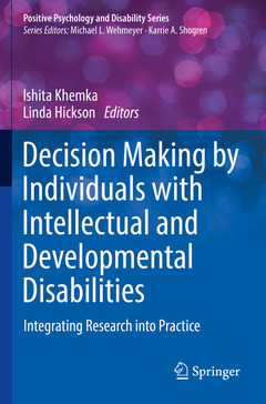 Couverture de l’ouvrage Decision Making by Individuals with Intellectual and Developmental Disabilities