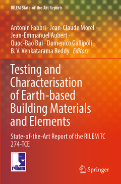 Couverture de l’ouvrage Testing and Characterisation of Earth-based Building Materials and Elements