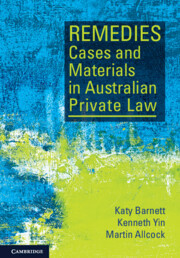 Couverture de l’ouvrage Remedies Cases and Materials in Australian Private Law