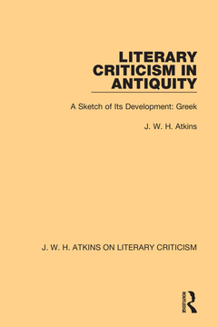 Couverture de l’ouvrage Literary Criticism in Antiquity