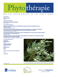 Couverture de l’ouvrage Phytothérapie Volume 20 N° 6_Décembre 2022