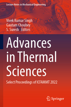 Couverture de l’ouvrage Advances in Thermal Sciences