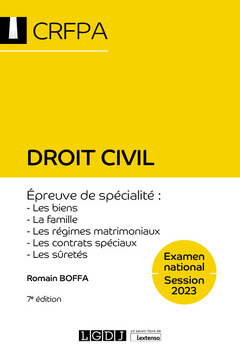 Couverture de l’ouvrage Droit civil - CRFPA - Examen national Session 2023