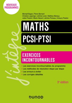 Couverture de l’ouvrage Maths Exercices incontournables PCSI-PTSI - 3e éd.