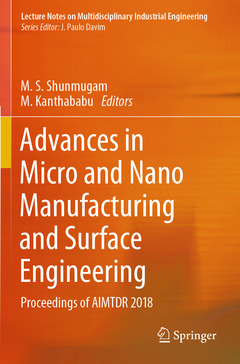 Couverture de l’ouvrage Advances in Micro and Nano Manufacturing and Surface Engineering