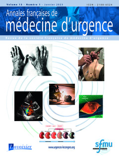 Couverture de l’ouvrage Annales françaises de médecine d'urgence Vol. 13 n° 1 - Janvier 2023