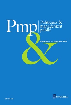 Cover of the book Politiques & management public Volume 40 N° 1 - Janvier-Mars 2023