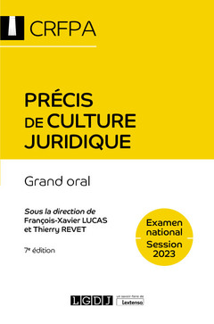 Couverture de l’ouvrage Précis de culture juridique - CRFPA - Examen national Session 2023