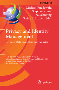 Couverture de l’ouvrage Privacy and Identity Management. Between Data Protection and Security