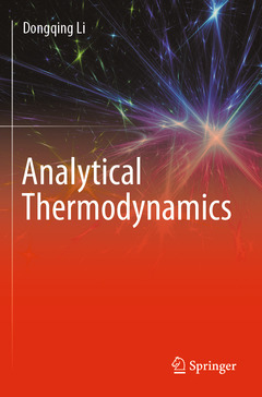 Couverture de l’ouvrage Analytical Thermodynamics