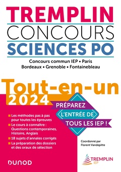 Couverture de l’ouvrage Tremplin Concours Sciences Po Tout-en-un 2024