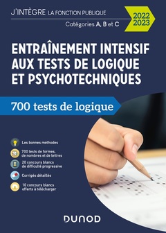 Couverture de l’ouvrage Entraînement intensif aux tests de logique et psychotechniques - 2022-2023