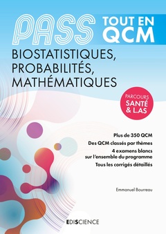 Couverture de l’ouvrage PASS Tout en QCM - Biostatistiques, Probabilités, Mathématiques