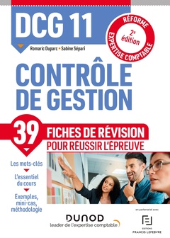 Couverture de l’ouvrage DCG 11 Contrôle de gestion - Fiches de révision - 2e éd.