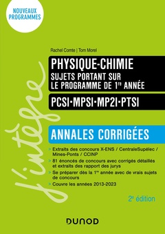 Couverture de l’ouvrage Physique-Chimie sujets portant sur le programme de 1re année - Annales corrigées - 2e éd.