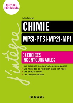 Couverture de l’ouvrage Chimie Exercices incontournables MPSI-PTSI-MP2I-MPI