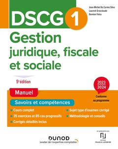 Couverture de l’ouvrage DSCG1 - Gestion juridique, fiscale et sociale - Manuel 2023-2024