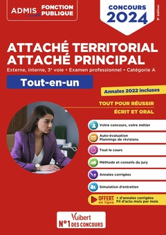 Couverture de l’ouvrage Concours Attaché territorial - Attaché principal - Catégorie A - Tout-en-un - Fil d'actu offert