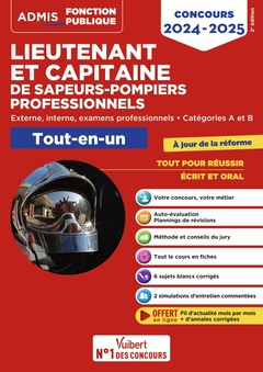 Couverture de l’ouvrage Concours Lieutenant et Capitaine de sapeurs-pompiers professionnels - Catégories A et B - Tout-en-un