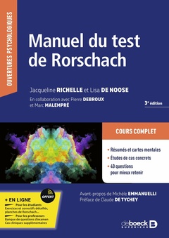 Couverture de l’ouvrage Manuel du test de Rorschach